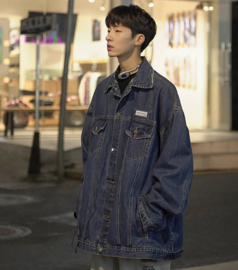 デニムジャケット 男の子用 春 カジュアルジャケット 和風 若者向け ウォッシュ加工 ライトブルージャケット