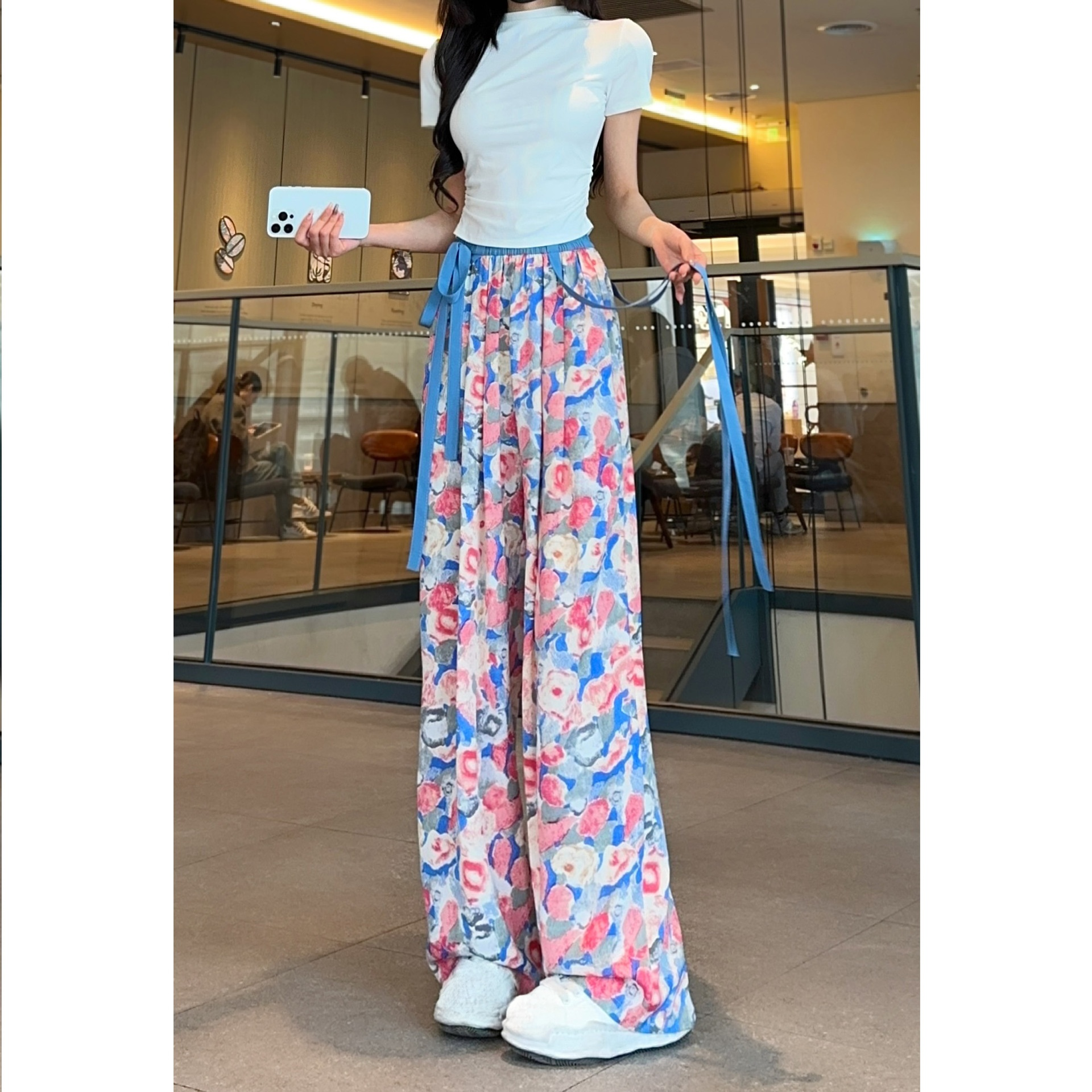 กางเกงขายาวทรงกว้างผ้าไหมน้ำแข็งผูกริบบิ้น | เย็นสบายและช่วยให้ดูผอมเพรียว ราวกับเดินอยู่บนอากาศ ❄️