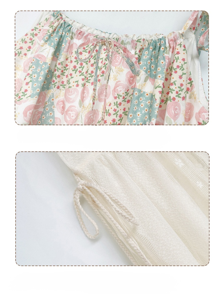 ชุดเดรสลายดอกไม้+ลูกไม้คลุมยาว สวมใส่ทับซ้อนกันได้ 