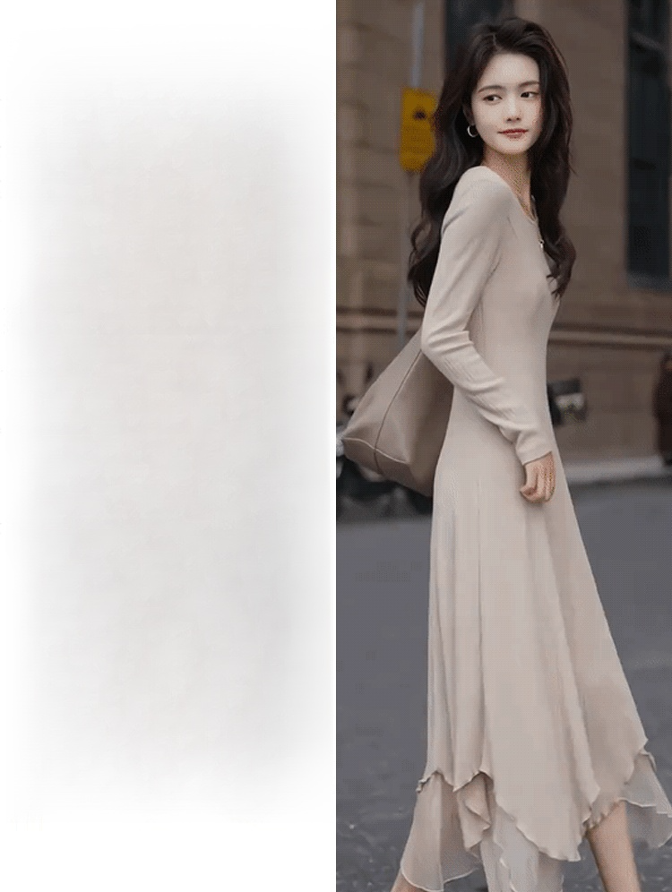 ชุดเดรสทรงสลิมฟิต ชายเดรสไม่เท่ากัน