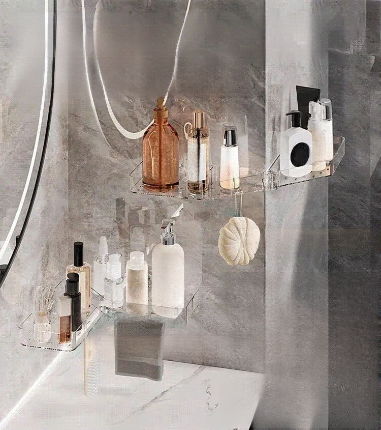 【สินค้าใหม่】ชั้นวางของอ่างล้างมือแบบถ้วยดูดสุญญากาศไม่ต้องเจาะ