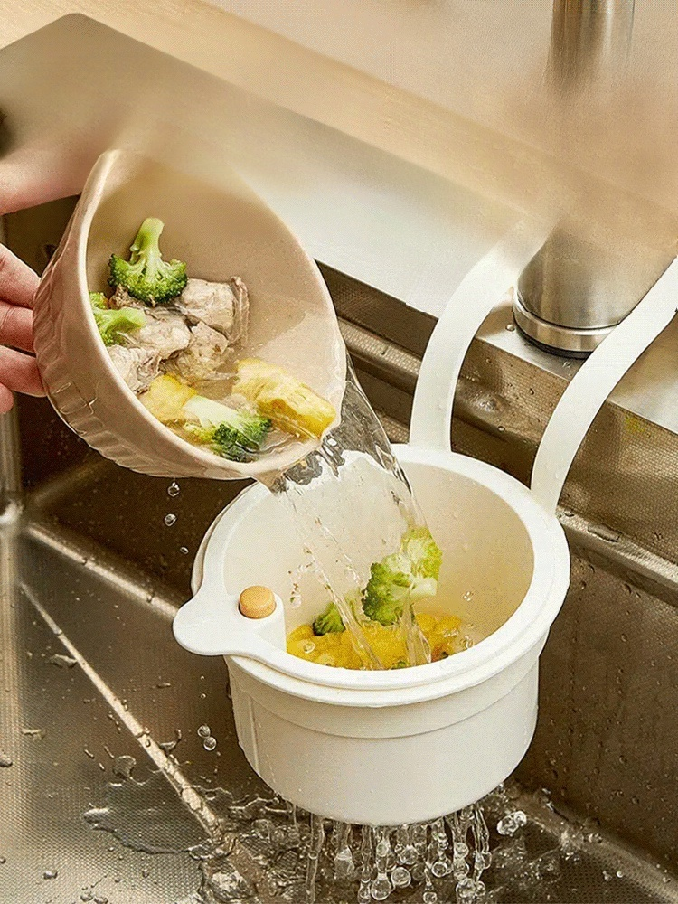 【ไม่เลอะมือ】ตะกร้าแขวนอ่างล้างจานอเนกประสงค์แบบกดใช้งาน