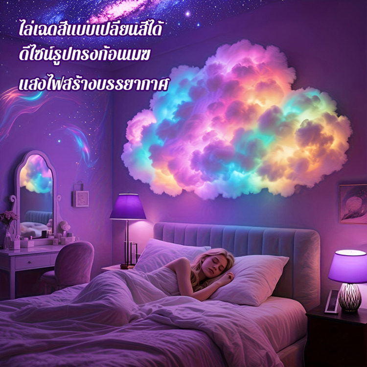 ✨ โคมไฟรูปเมฆสีรุ้งดีไซน์ลิมิเต็ดอิดิชั่น รูปทรงอันเป็นเอกลักษณ์ ชวนให้นึกถึงแสงเหนือบนท้องฟ้า! ⚡