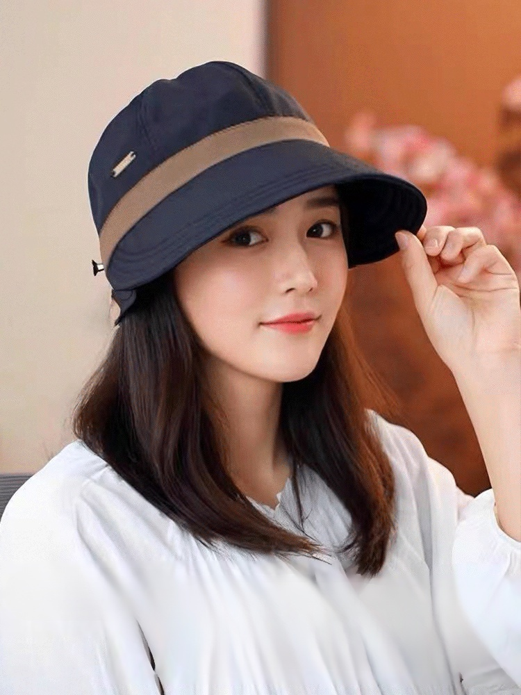 หมวกลิ้นเป็ดที่แมทช์ง่ายและทำให้หน้าดูเล็ก ป้องกันแสงแดดได้และแขวนหน้ากากได้ 