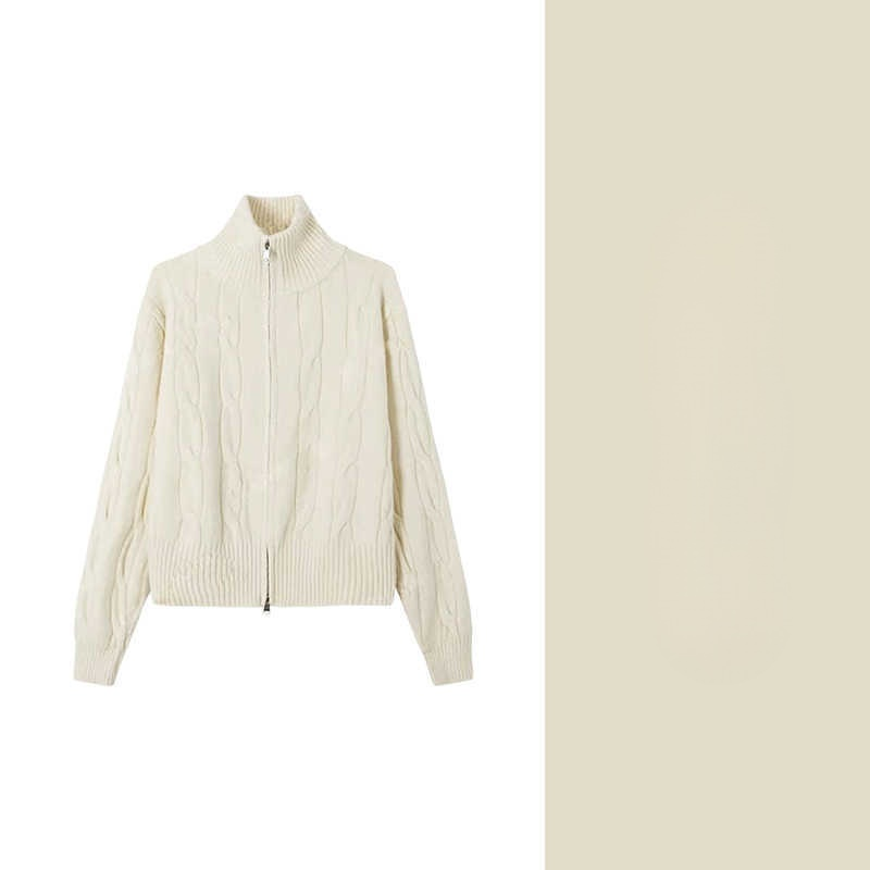 ✨ เสื้อคาร์ดิแกนถักไหมพรมแบบซิปหน้า นุ่มสบาย | ขนแกะเมอริโนธรรมชาติ 100% 🌟