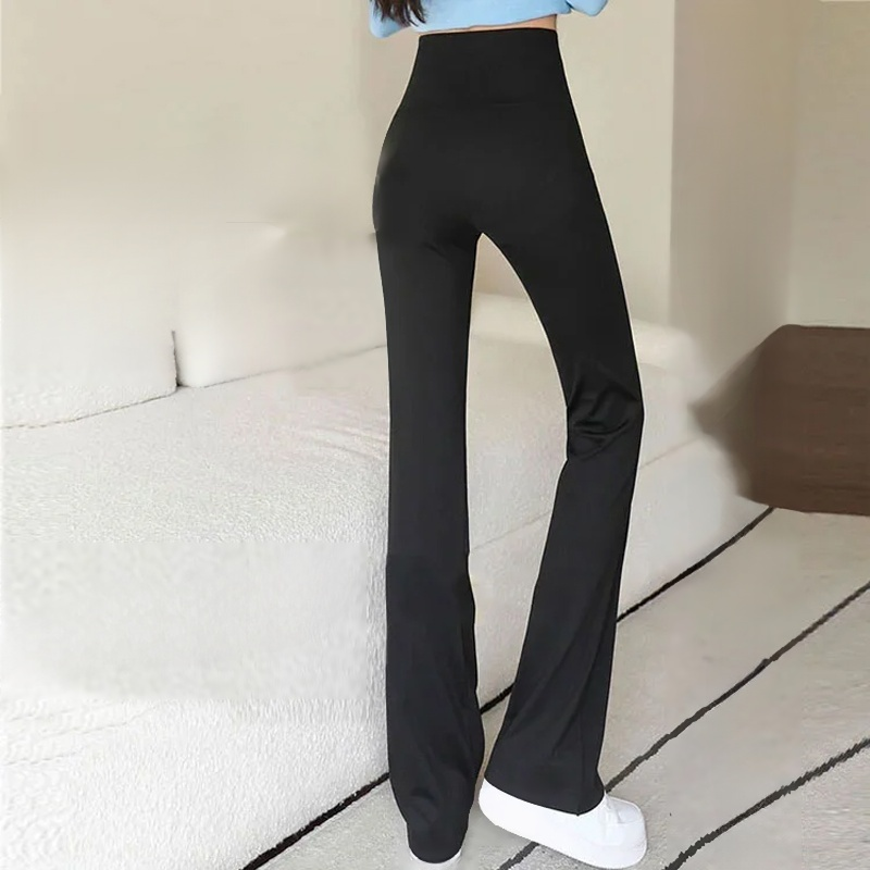 กางเกงขาม้าเอวสูงสีดำดูผอมลง