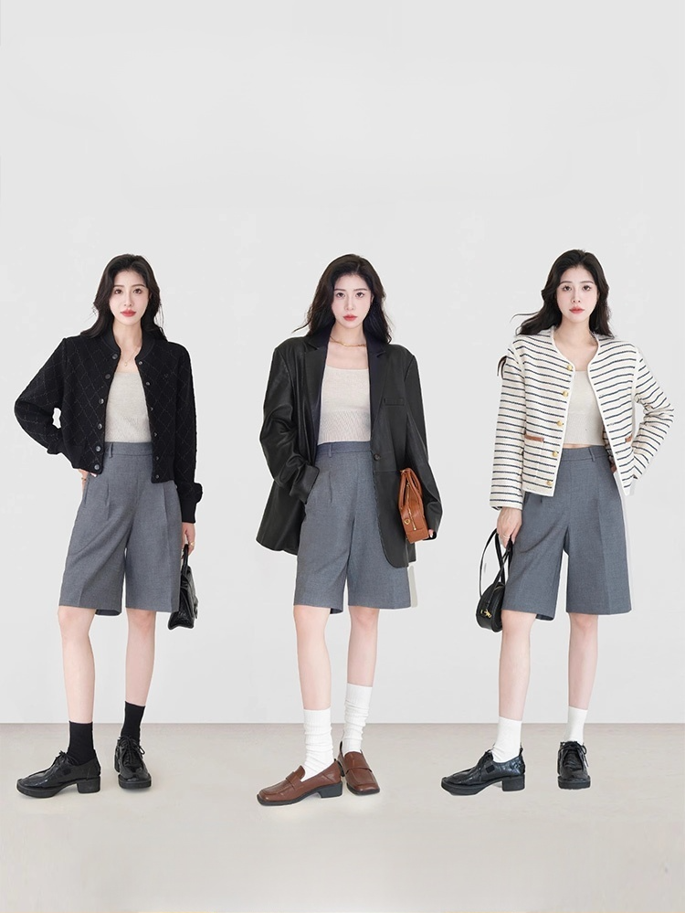 กางเกงขาบาน5ส่วนเอวสูง ดูผอม