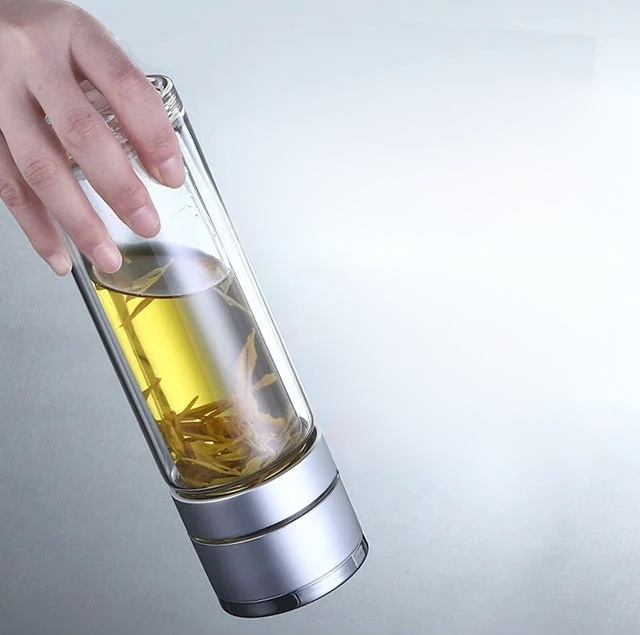 แก้วชงชาพร้อมที่กรองชา เปิดฝาด้วยปุ่มเดียว