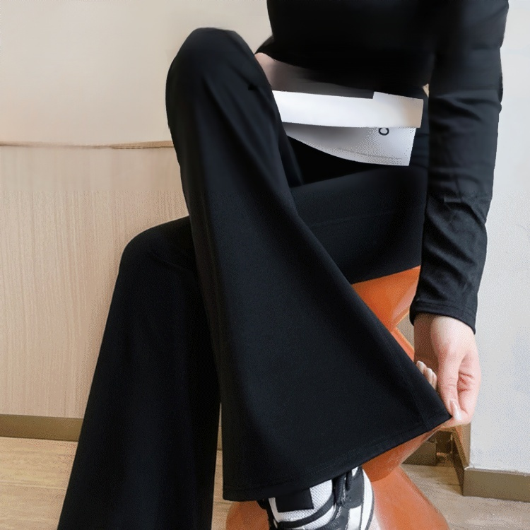 กางเกงขาม้าเอวสูงสีดำดูผอมลง