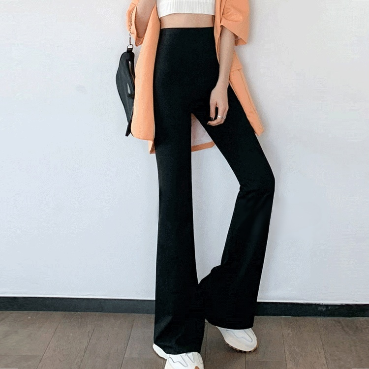 กางเกงขาม้าเอวสูงสีดำดูผอมลง