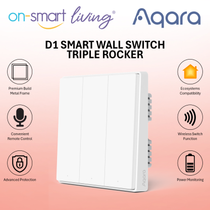 Aqara D1 Smart Wall Switch 1.2 (Without Neutral) - Single, Double, Triple Rocker