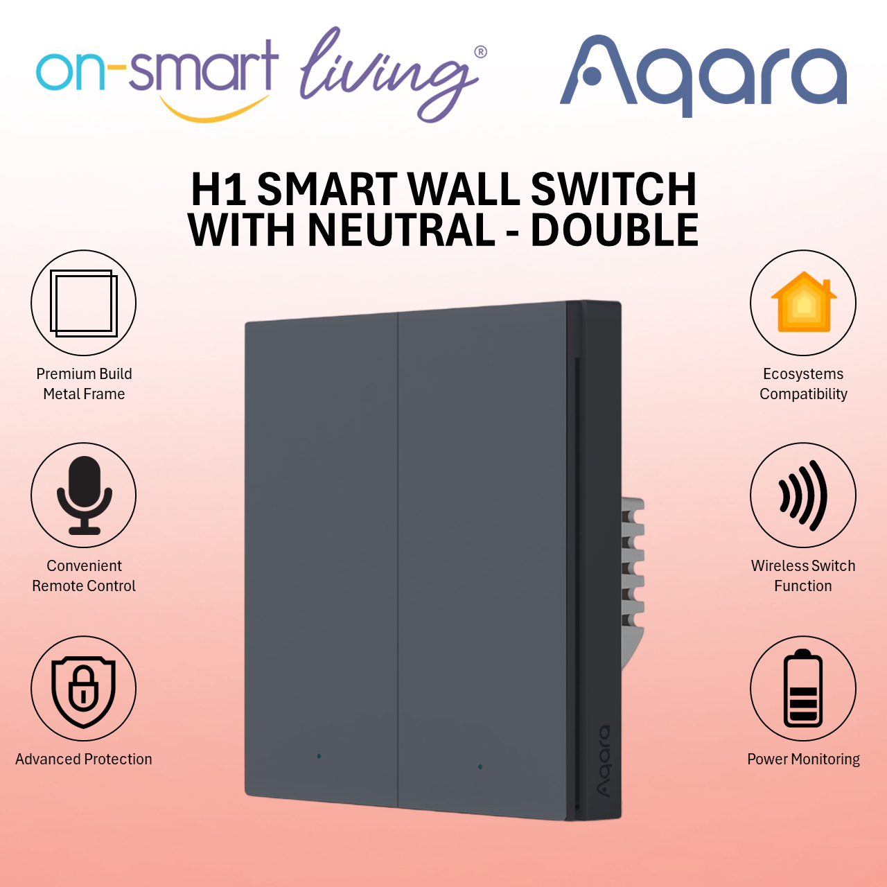 Aqara H1 Smart Wall Switch 3.0 With Neutral (Grey) - Single, Double