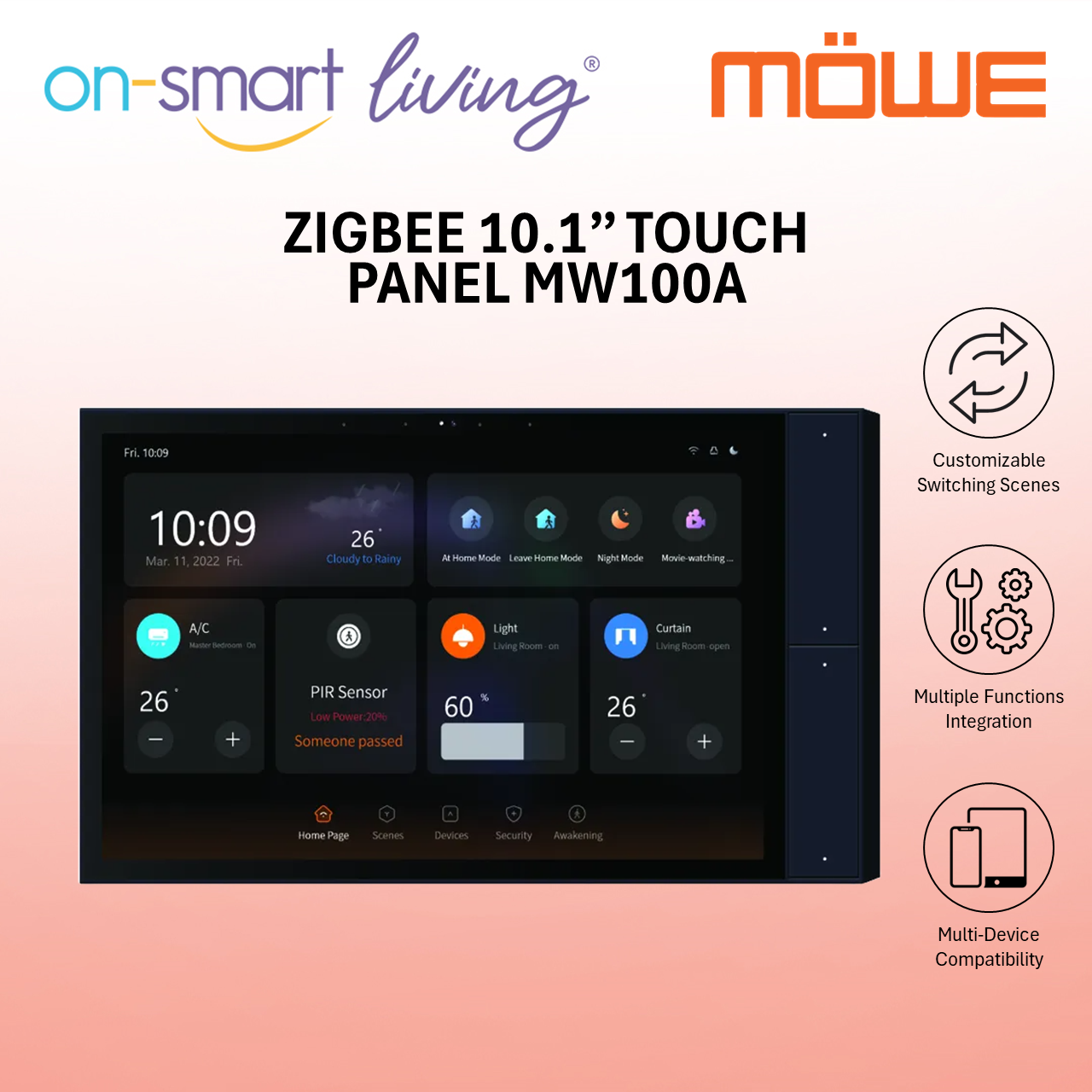 MOWE Zigbee 10.1" Smart Touch Panel MW100A
