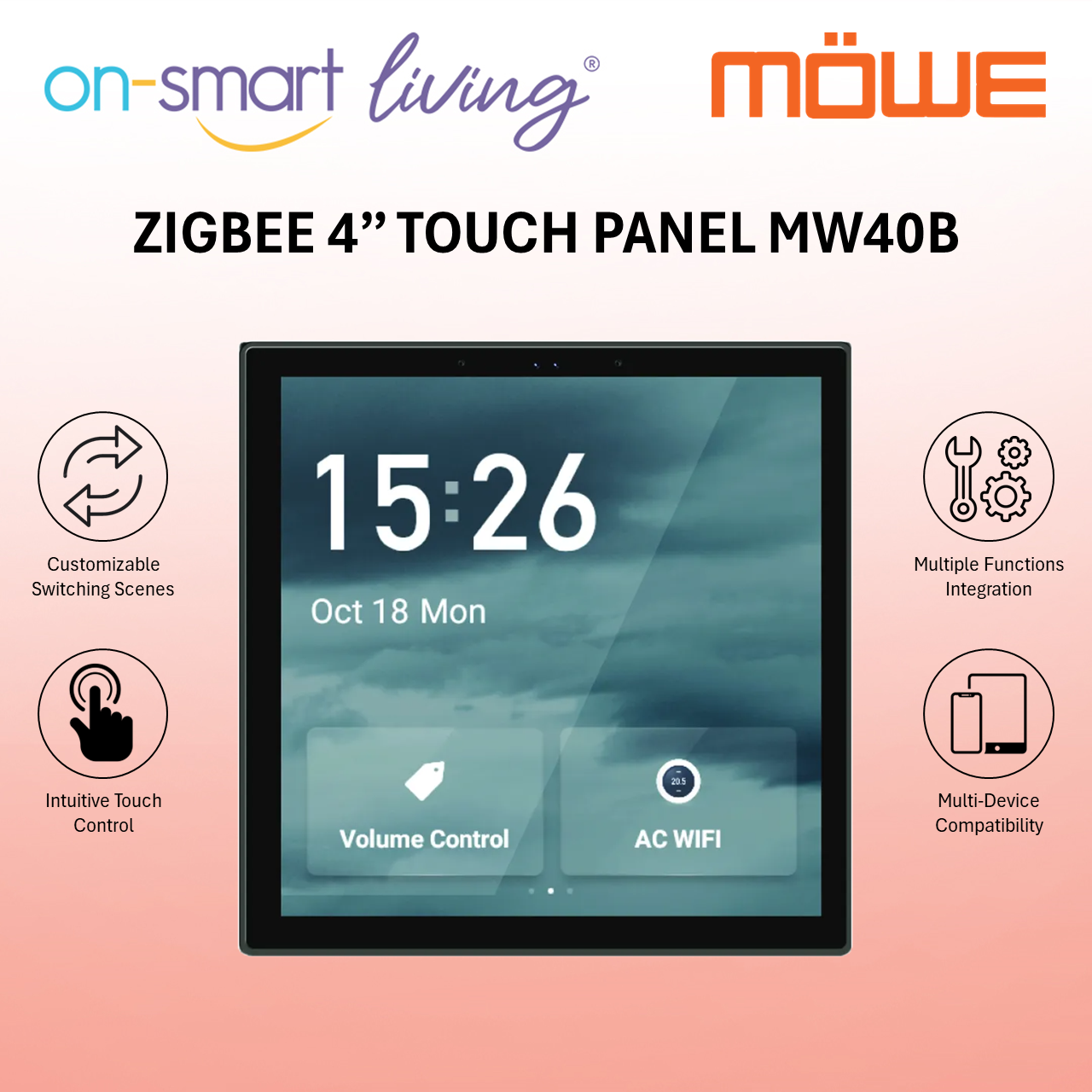 MOWE Zigbee 4" Smart Touch Panel MW40B