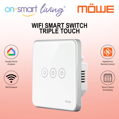 MOWE WiFi Smart Switch (Touch) MW711W - Single, Double, Triple