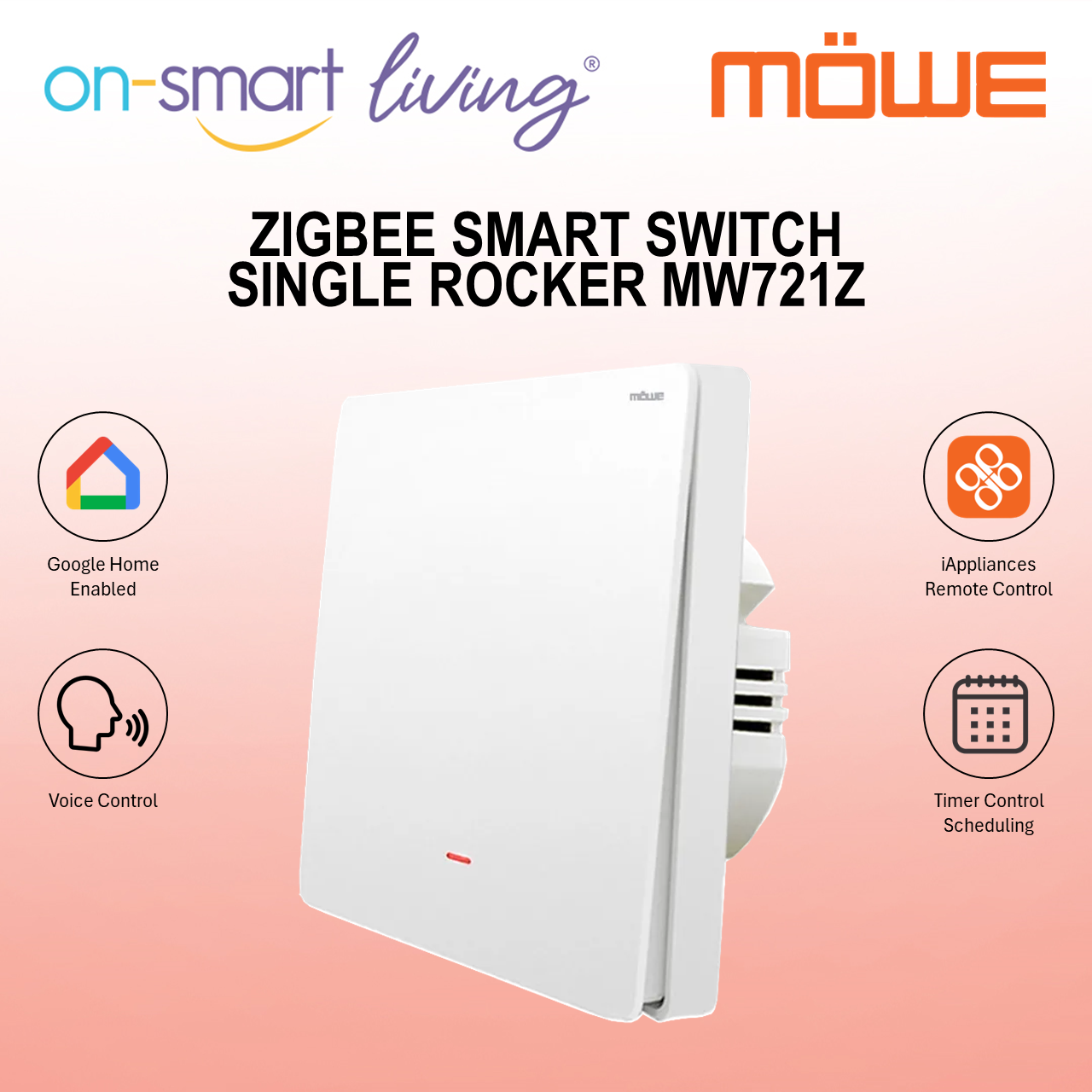 MOWE Zigbee Smart Switch MW721Z - Single Rocker