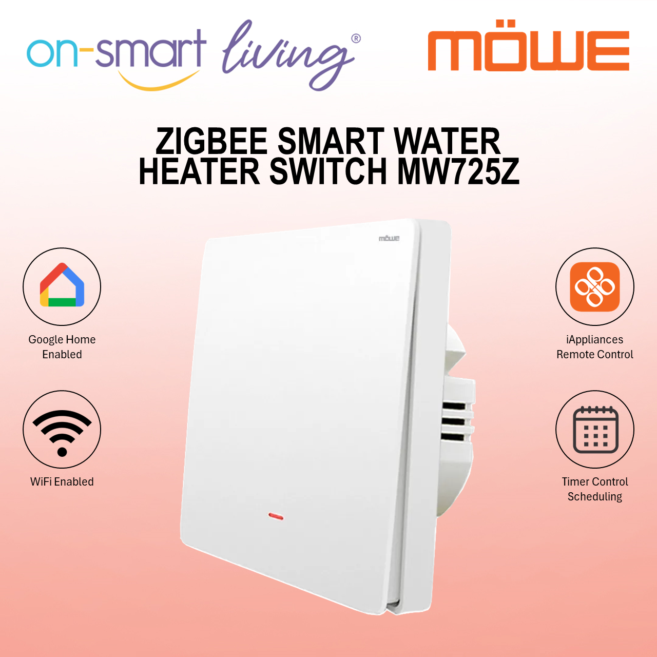 MOWE Zigbee Smart Water Heater Switch - Rocker MW725Z
