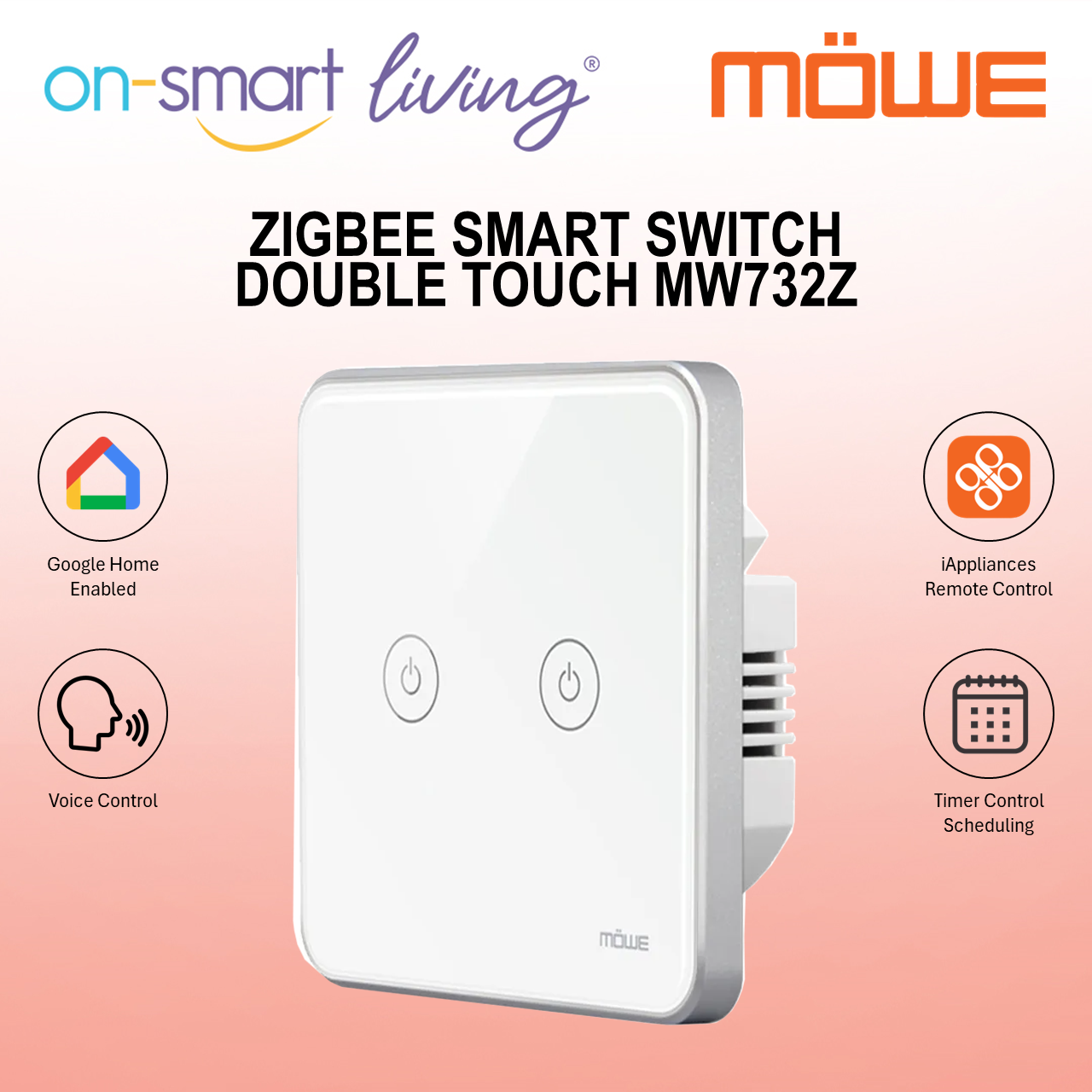 MOWE Zigbee Smart Switch - Double Touch MW732Z