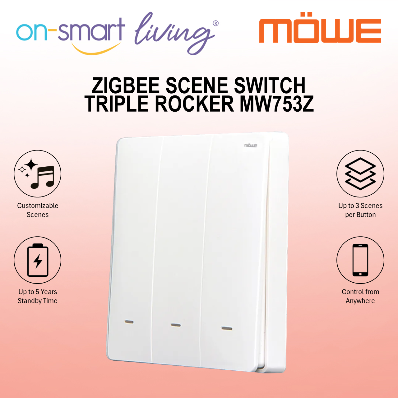 MOWE Zigbee Scene Switch - Triple Rocker MW753Z