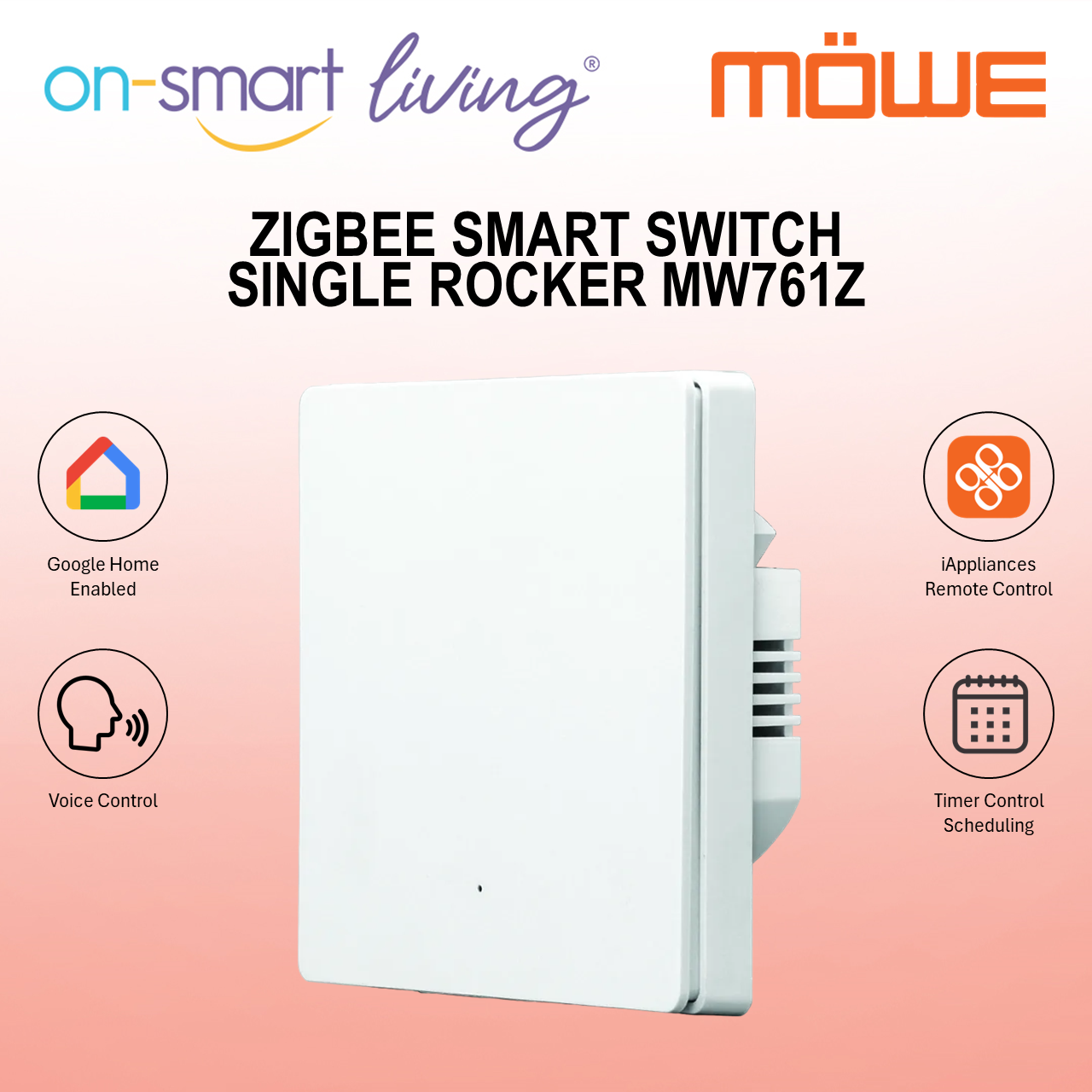 MOWE Zigbee Smart Switch MW761Z - Single Rocker