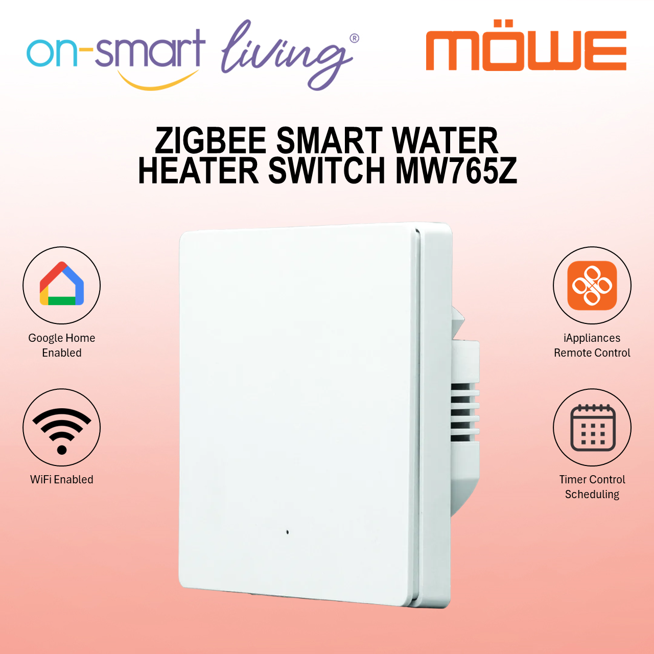 MOWE Zigbee Smart Water Heater Switch - Rocker MW765Z