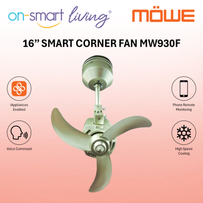 MOWE 16" Smart Corner Fan MW930F - Black, Silver, Bronze