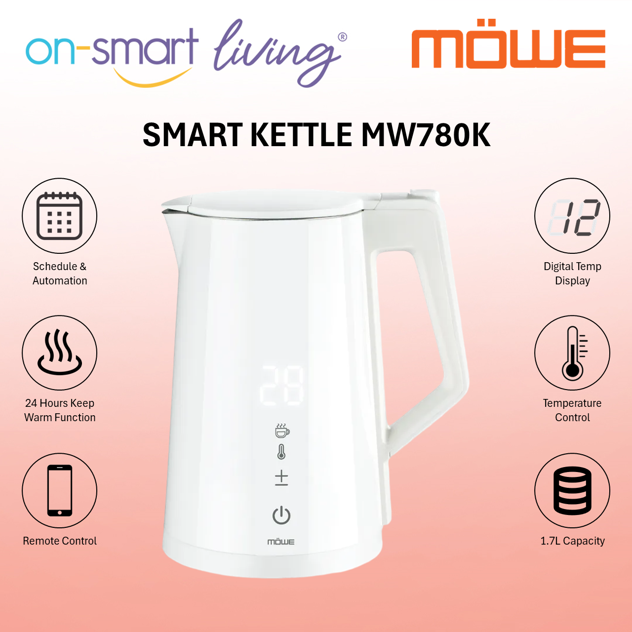 MOWE Smart Kettle MW780K - Black, White