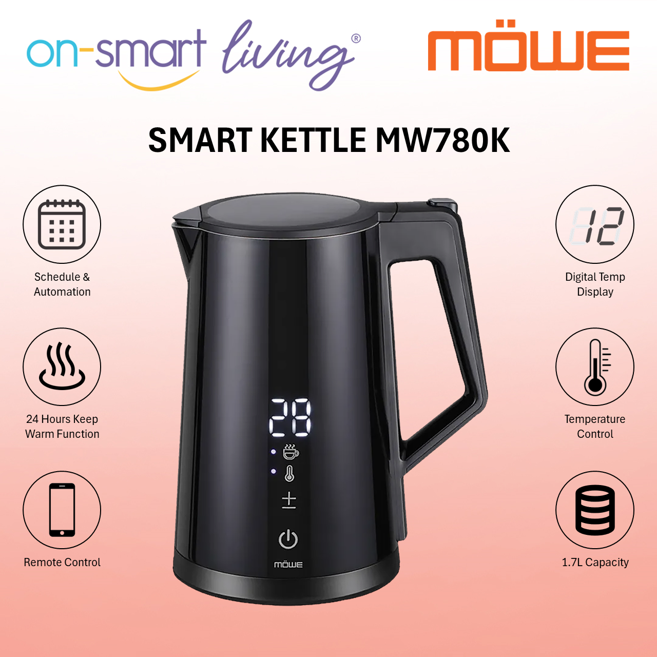 MOWE Smart Kettle MW780K - Black, White