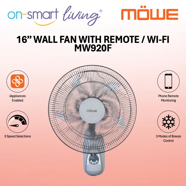 MOWE 16″ Wall Fan with Remote / Wi-Fi MW920F