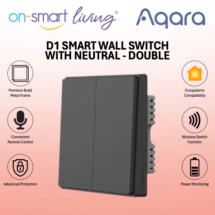 Aqara D1 Smart Wall Switch 1.2 With Neutral (Dark Grey) - Single, Double, Triple Rocker