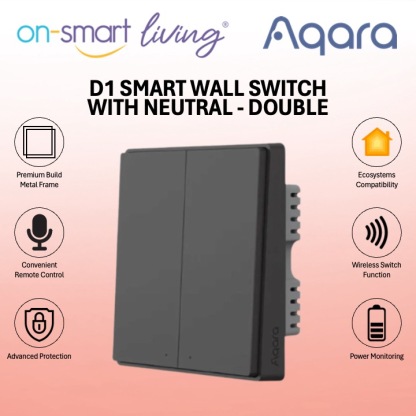 Aqara D1 Smart Wall Switch 1.2 With Neutral (Dark Grey) - Single, Double, Triple Rocker
