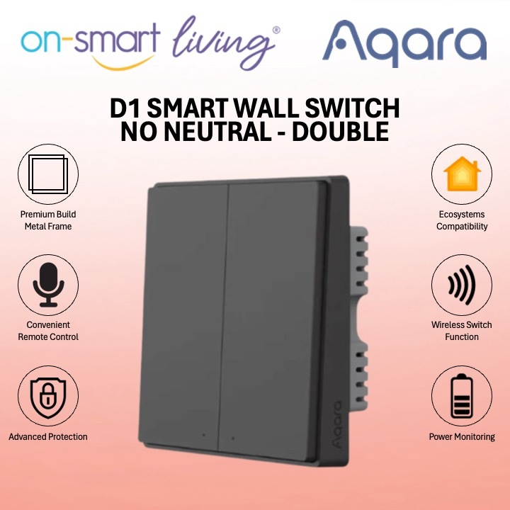 Aqara D1 Smart Wall Switch 1.2 NO Neutral (Dark Grey) - Single, Double, Triple Rocker