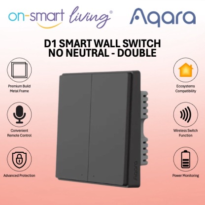 Aqara D1 Smart Wall Switch 1.2 NO Neutral (Dark Grey) - Single, Double, Triple Rocker