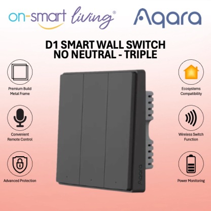 Aqara D1 Smart Wall Switch 1.2 NO Neutral (Dark Grey) - Single, Double, Triple Rocker