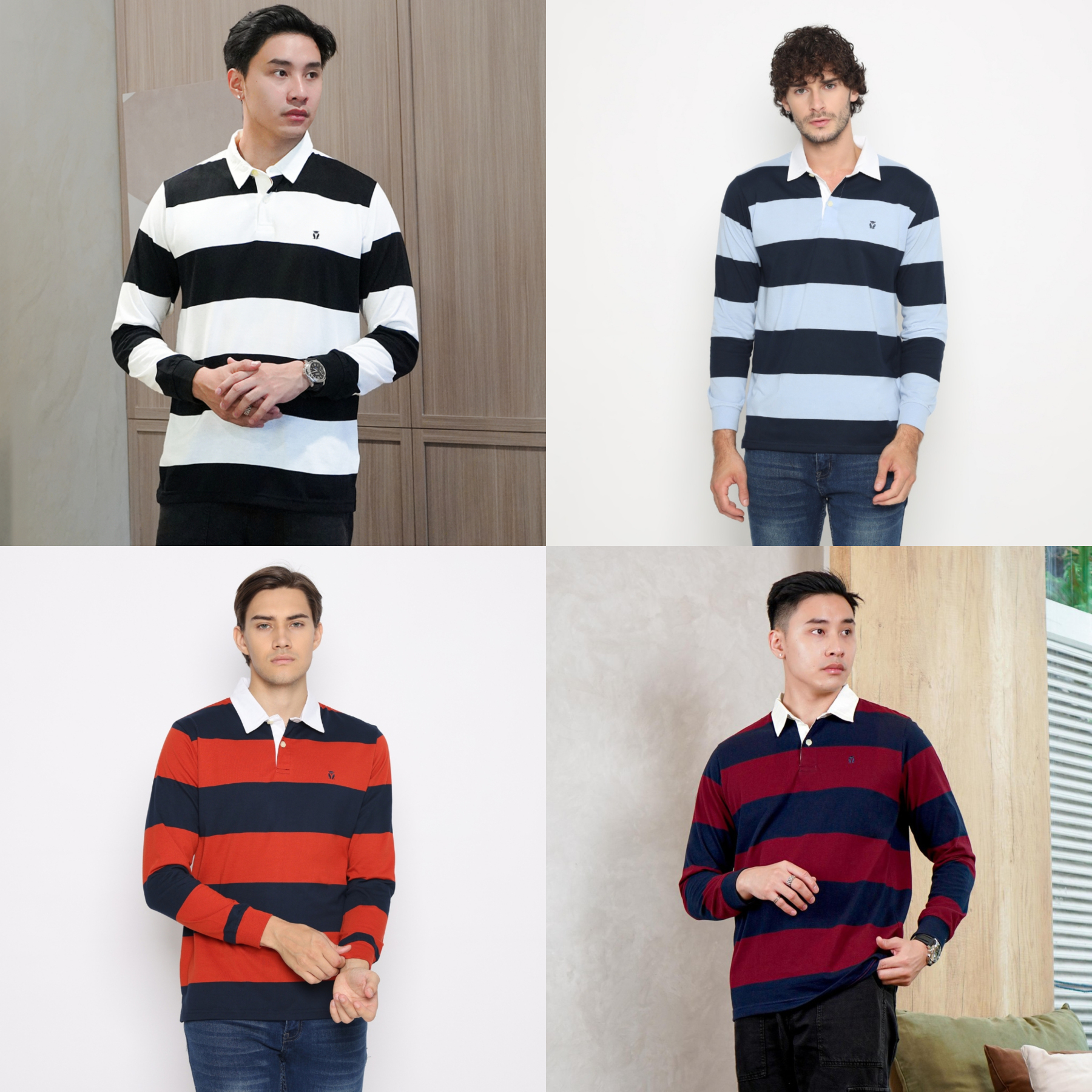 Men's Long Sleeve Cotton POLO T-SHIRT