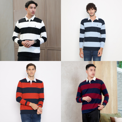 Men's Long Sleeve Cotton POLO T-SHIRT