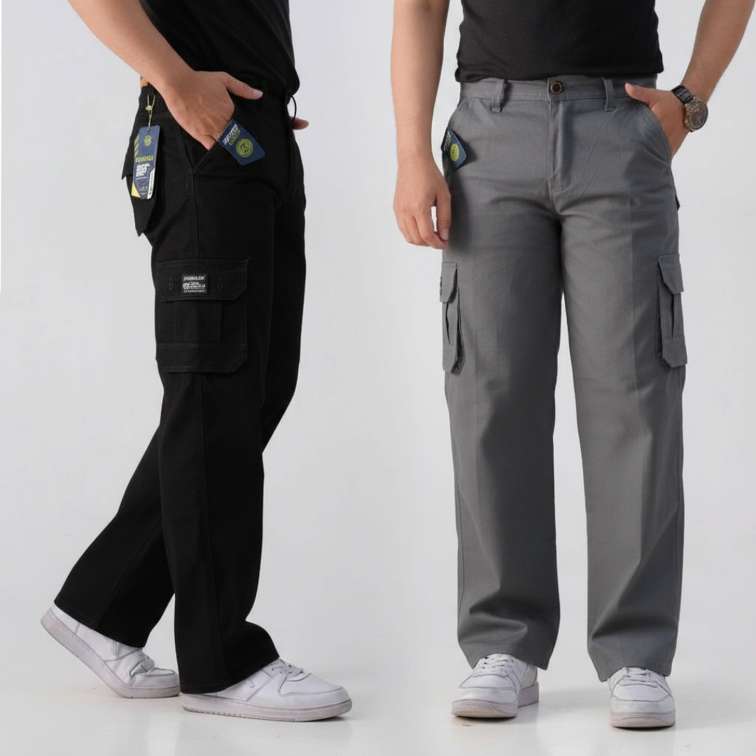 Metro Guard Straight Fit Cargo Pants Pack of 2