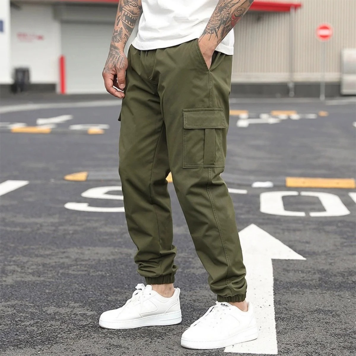 Black + Olive Green Cargo Joggers Pack