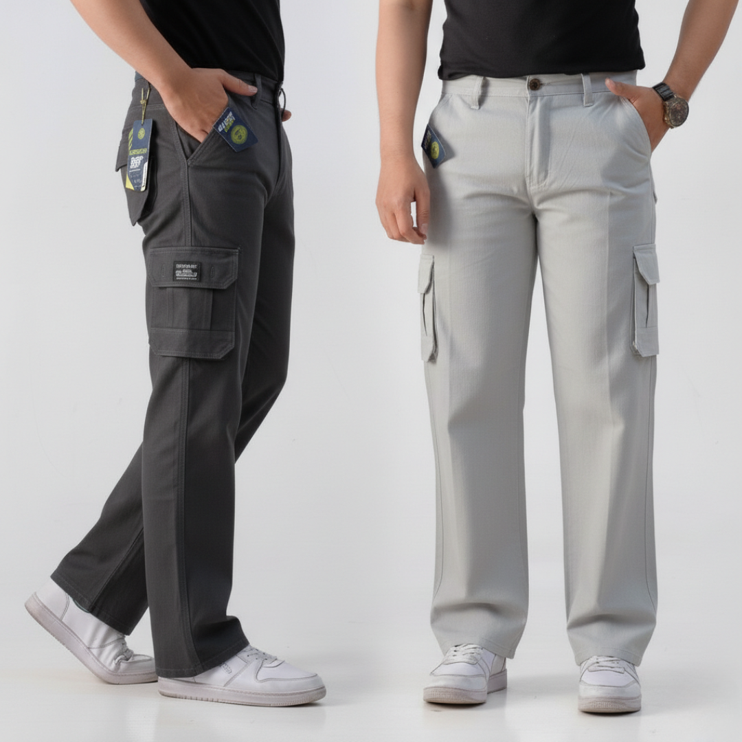 Urban Axis Straight Fit Cargo Pants Pack of 2
