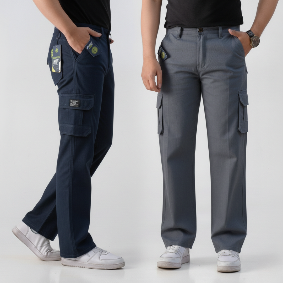 Prime Street Straight Fit Cargo Pants Pack of 2