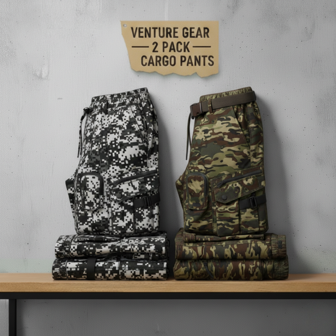 Stealth Black Camo Cargo Pants Pack of 2