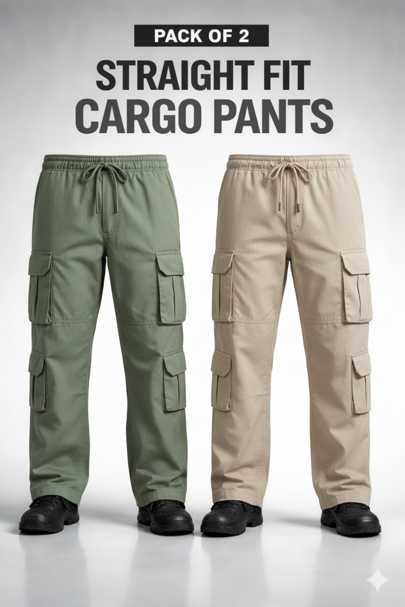 SmartWear Multi-Pocket Cargo Pants – Pack of 2