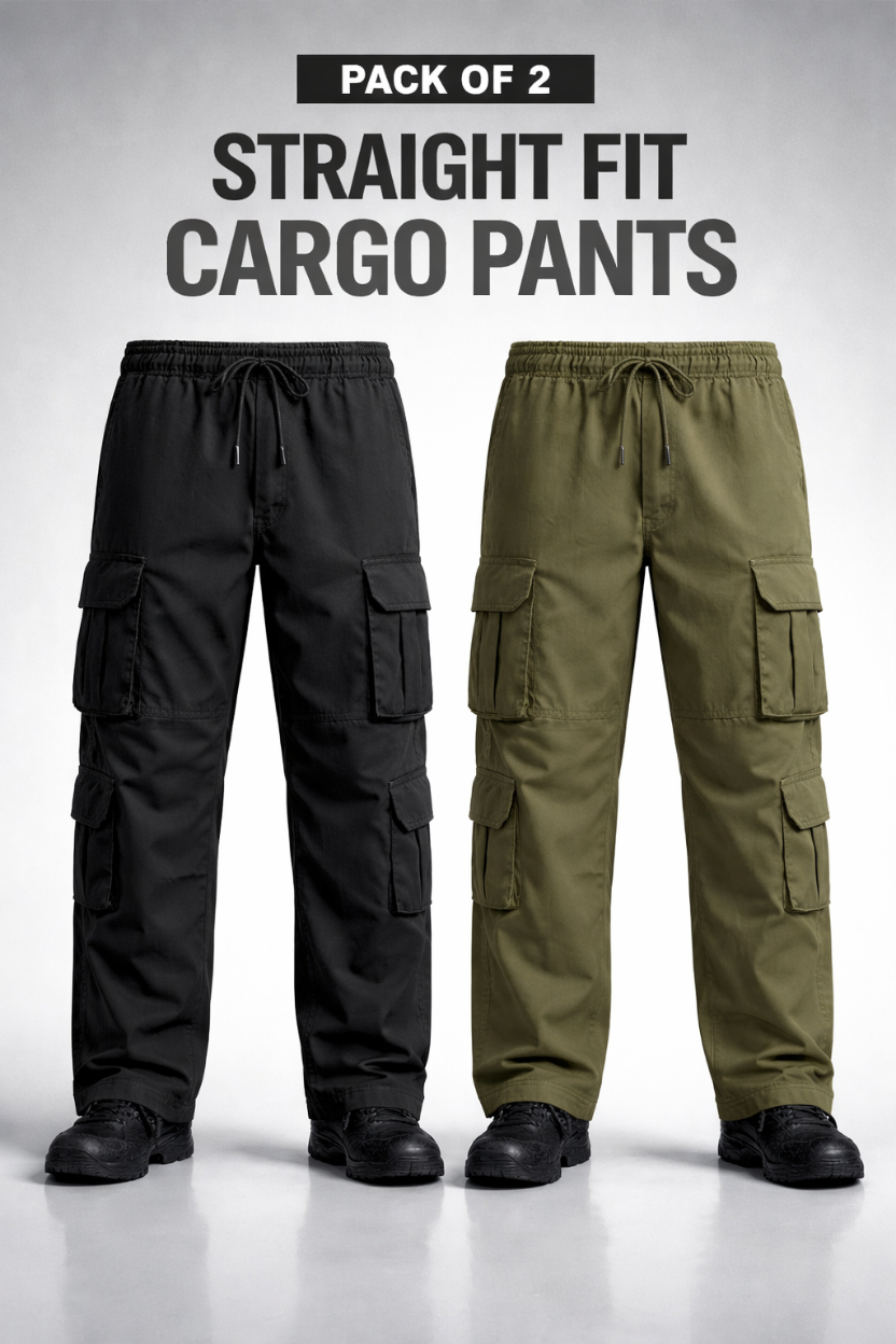 UrbanEdge Straight Fit Cargo – Pack of 2