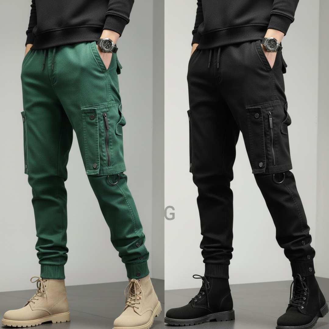 UrbanFlex Tactical Cargo Joggers – Stealth Black & Military Green Edition