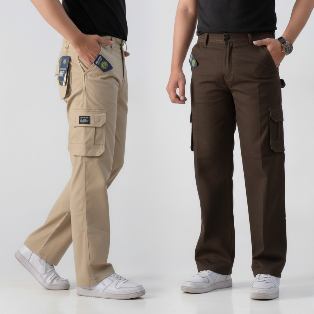 Urban Explorer Premium Straight Fit Cargo Pants Pack of 2
