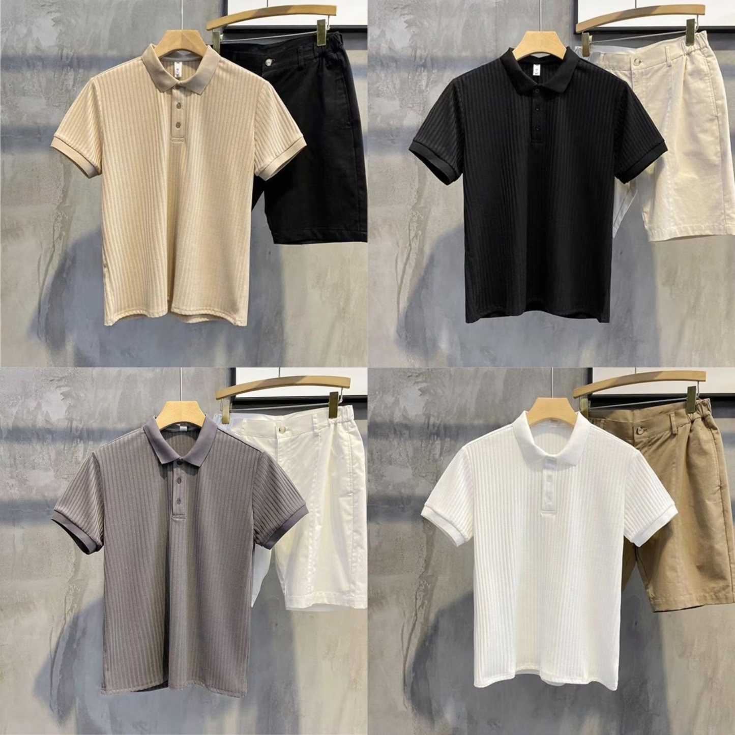 Textura Classic Polo Collection – Pack of 4 (Beige | Black | Grey | White)