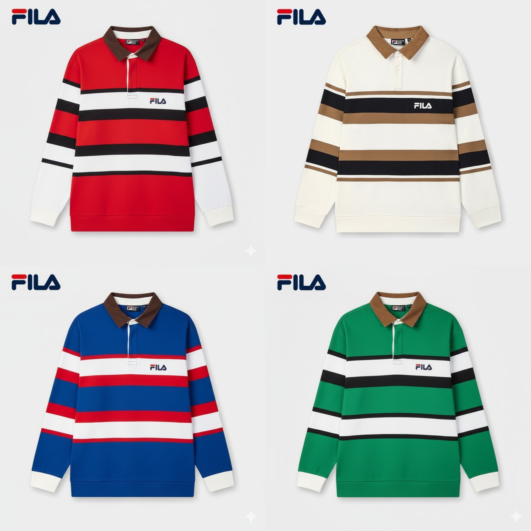 Heritage Striped Polo Sweat Collection – Pack of 4 (Red | Cream | Blue | Green)