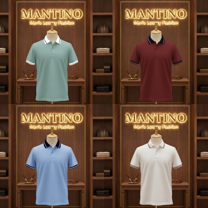 Mantino Elite Polo Collection – Pack of 4 (Mint | Maroon | Sky Blue | Off-White)
