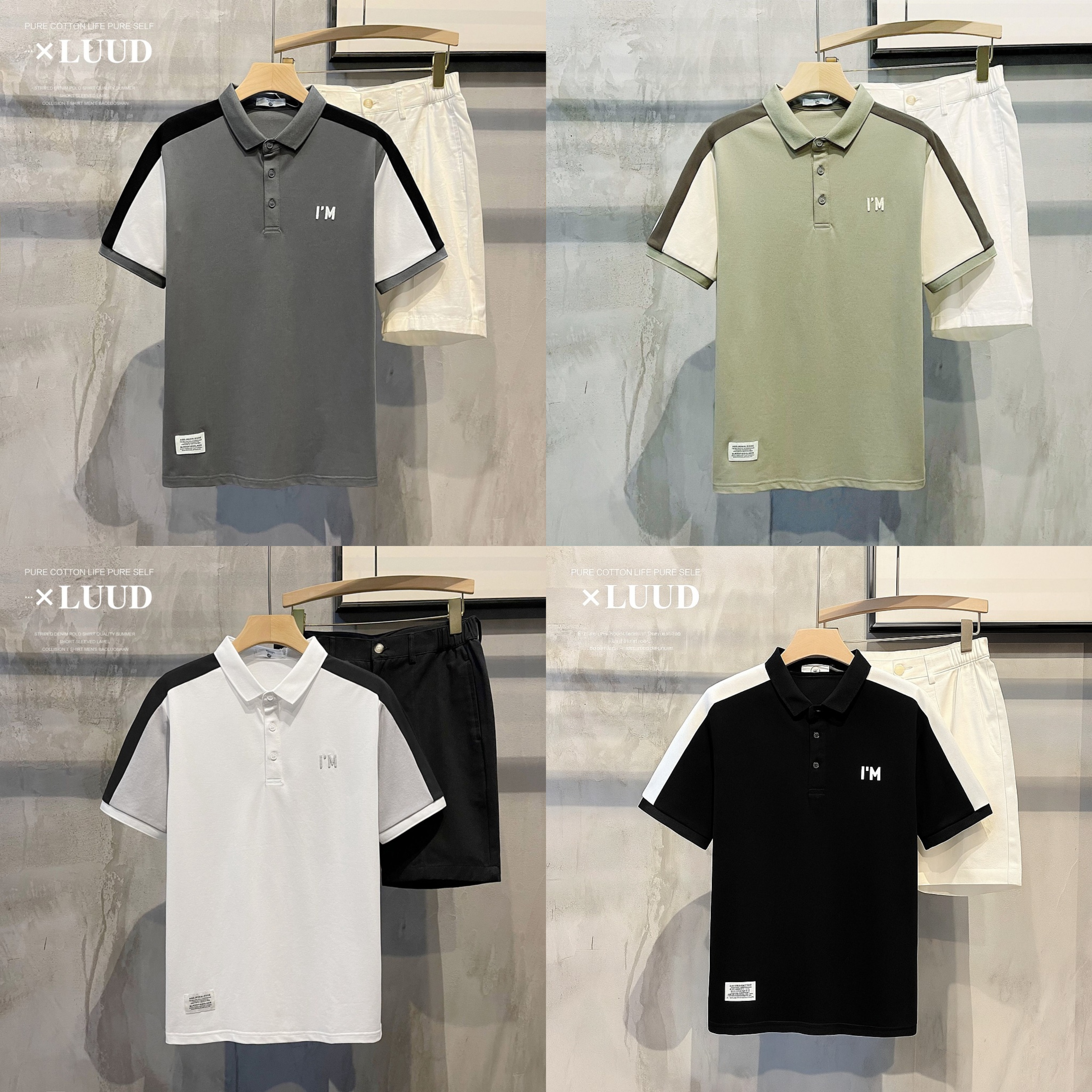 Urban Contrast Polo Collection – Pack of 4 (Grey | Sage Green | White | Jet Black)