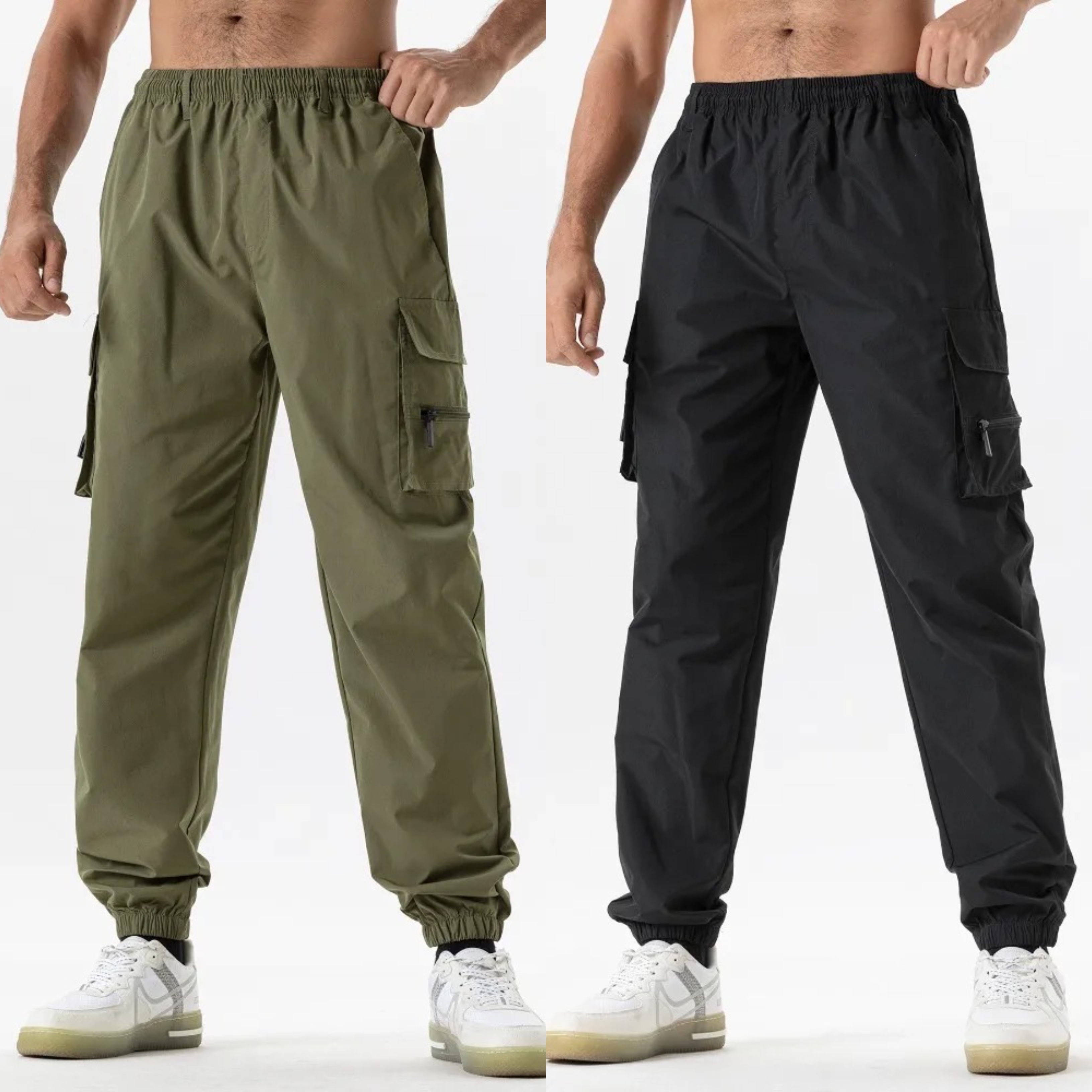 TacticalEase Elastic Fit Cargo Joggers Pack of 2